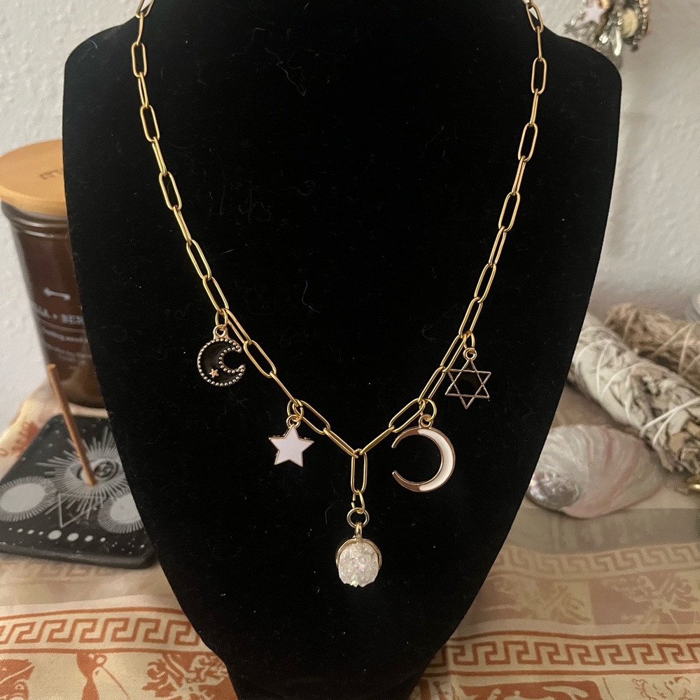 Gold witchy charm necklace